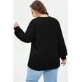 thumbnail image 7 of DOKOTOO Plus Size Sweatshirts for Women Long Sleeve V Neck Oversized Drop Shoulder Solid Pullover Tops(1X-5X), 7 of 7