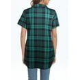 thumbnail image 3 of Fantaslook Short Sleeve Womens Button Down Shirts Casual Plaid Blouses Tunic Tops Irregular Hem, 3 of 6