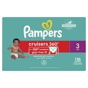 Pampers Cruisers 360 Fit Diapers, Active Comfort, Size 3, 136 Count