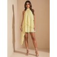thumbnail image 4 of Light Yellow Womens Flowy Halter Neck Asymmetrical Mini Dress For Summer Party Beach Holiday, 4 of 5