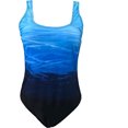 thumbnail image 3 of Women Blue Gradient Criss Cross Back One Piece Swimsuit, 3 of 6