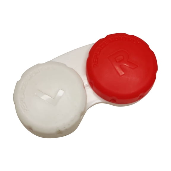 Red Dual Compartment Contact Lens Case - 2.5X1.3X0.6 Inch 8G Lightweight Dual-Compartment Storage For Two-Pair Contact Lenses - Ideal For Daily & Travel Use Contact Lens Wearers