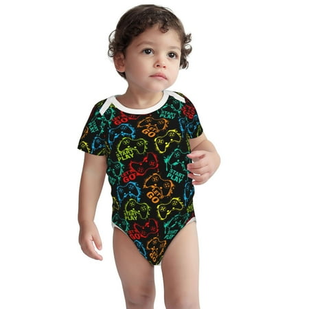 

Fotbe Play Game Start Pattern Unisex-baby Short-sleeve Bodysuit Short Sleeve Bodysuits One-piece 100% Organic Cotton for Infant Baby Boys Unisex-6 Months