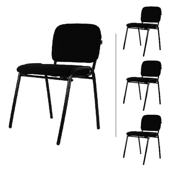 Set de 4 Sillas de visita 104Z Tela Negra Mundo In Hogar