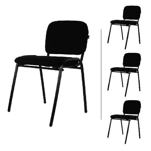 Set de 4 Sillas de visita 104Z Tela Negra Mundo In Hogar
