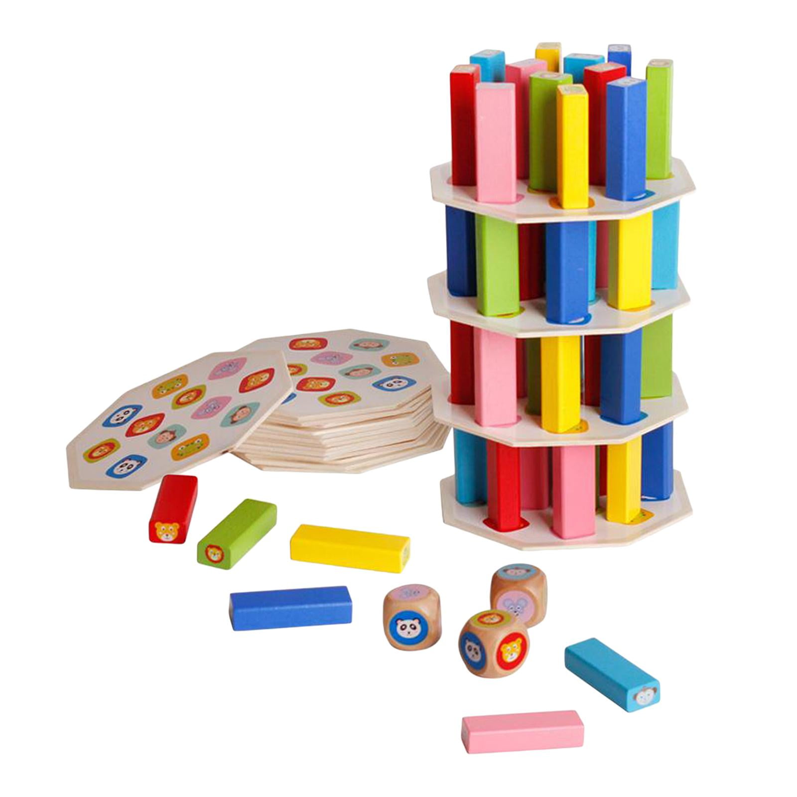 Colored Wooden Stacking Game, Fine Motor Skill Building Blocks with