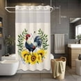 thumbnail image 5 of No Hook Shower Curtains with Snap-in Liner Set, Sunflowers Rooster Waterproof Hotel Style Bathroom Shower Curtain, Watercolor Leaves Retro Art Rustic Breathable Mesh Top Bath Curtains 36''x72'', 5 of 9