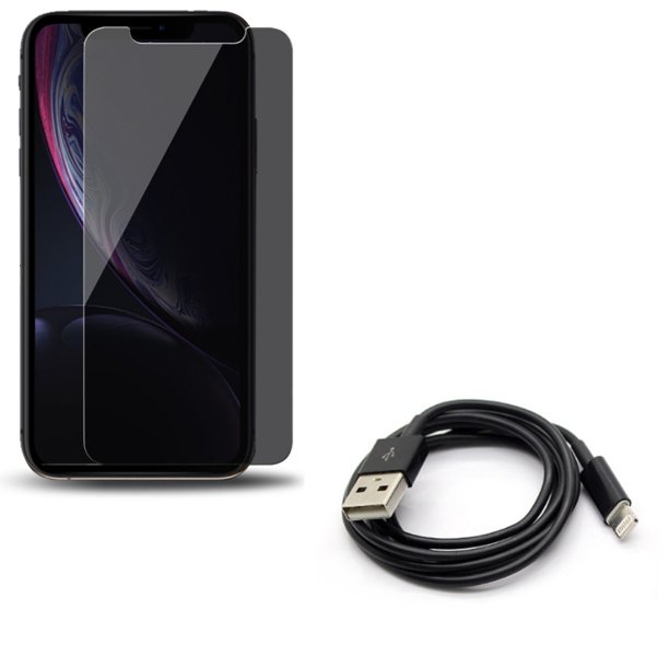 Iphone Xs X Charger Cord 6ft Usb Cable W Tempered Glass Privacy Screen Protector Power Wire Long Sync Fast Charge Data Curved Anti Spy Anti Peep 3d Edge Case Friendly Walmart Com