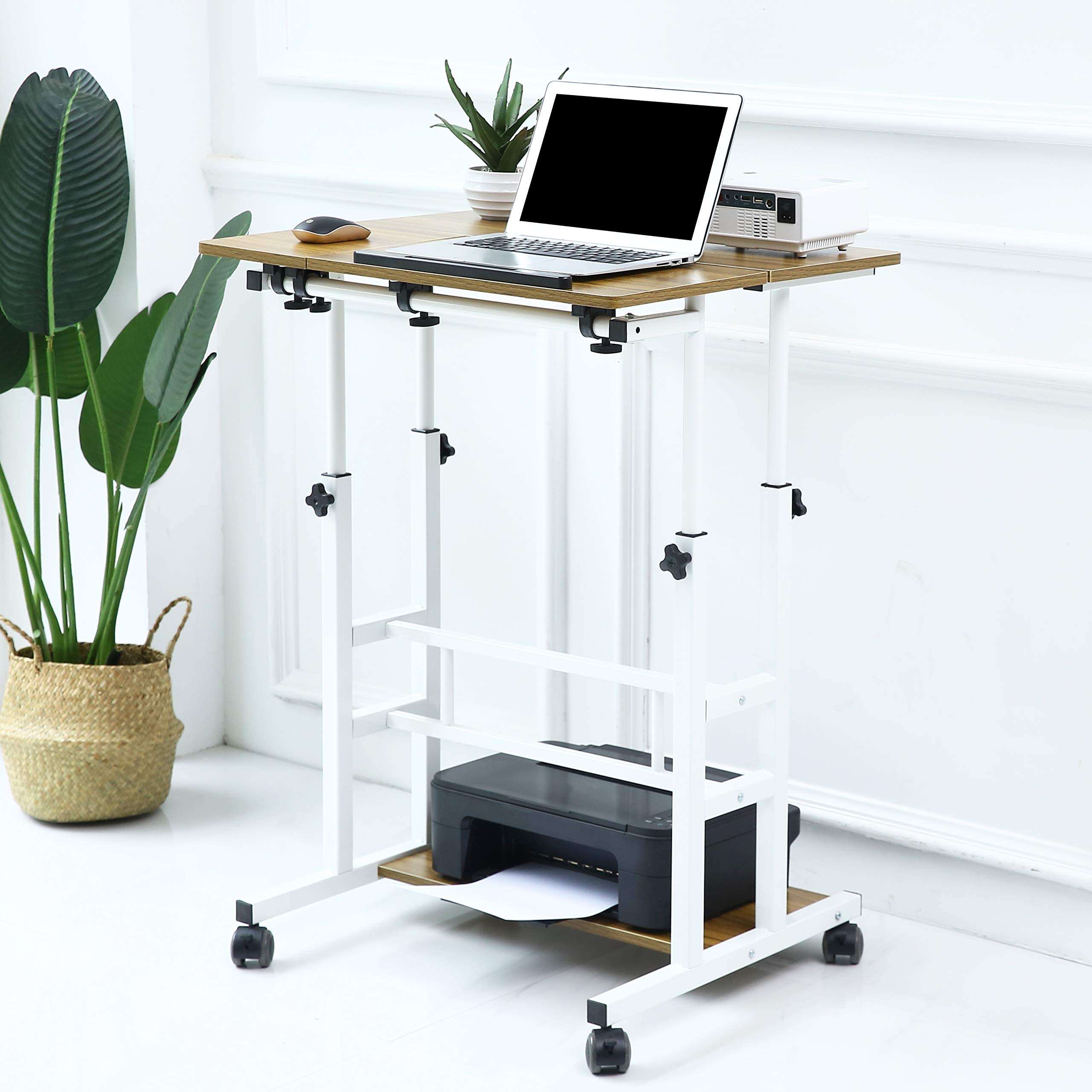UNICOO® Portable Standing Desk on Wheels, Height Adjustable Mobile Standing Desk, Versatile Standing Portable Desk for Home Office, Rolling Sit-Stand Workstation, Ergonomic Design - (U101-AO)