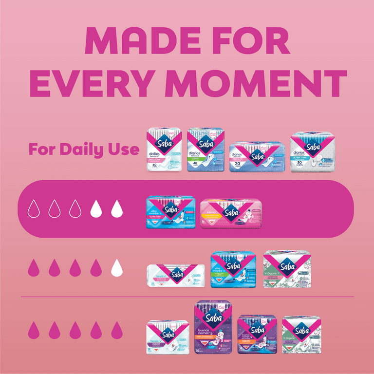 Saba Intima Regular Maxi Pads, SecureFit Technology, Regular Flow