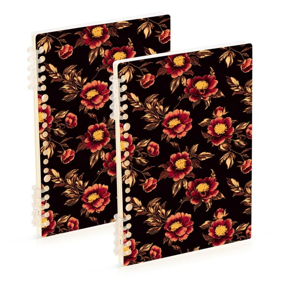 joogoo Spiral Journal Notebook Red Peony Flowers College Ruled Notebooks 8.3" x 5.7" 2 PCs