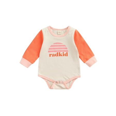 

Binpure Baby Spring Romper Infant Long Sleeve O-Neck Letter Print Snap Romper