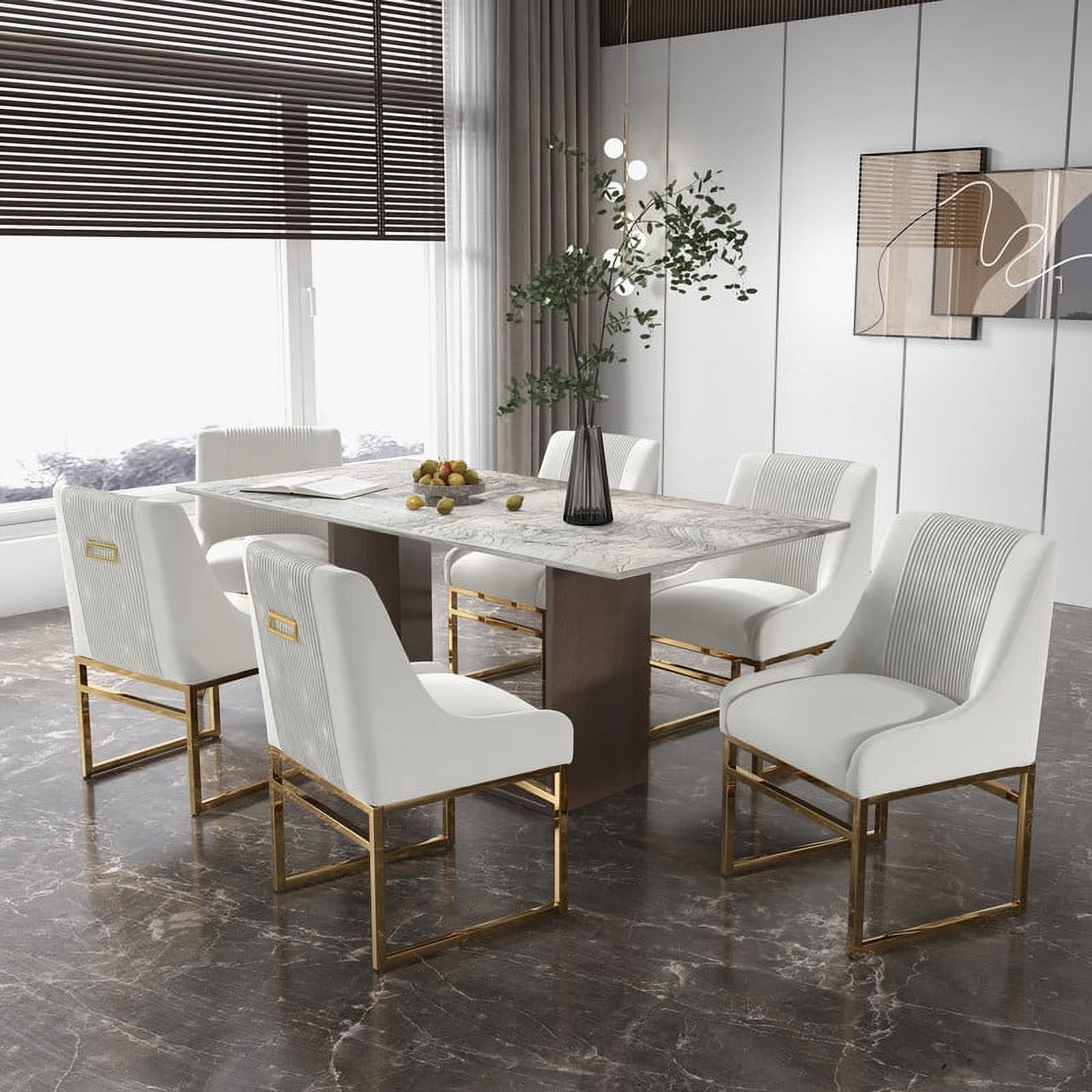 SEYNAR Modern Velvet Upholstered Accent Dining Chairs Set of 8, Kitchen Side Chair with Metal Frame for Living Room