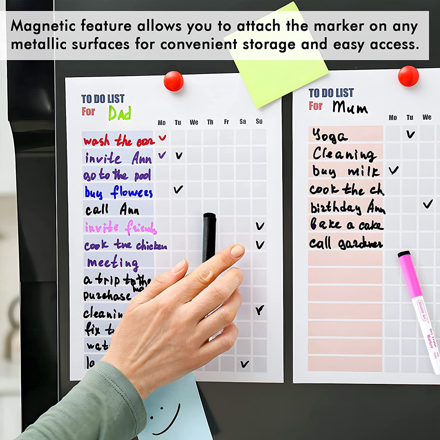 Dry Erase Markers, Shuttle Art 90 Bulk Pack 15 Colors Magnetic Whiteboard Markers with Erase, Fine Point Dry Erase Markers are Perfect for Writing on Whiteboard Mirrors Glass for Office Home
