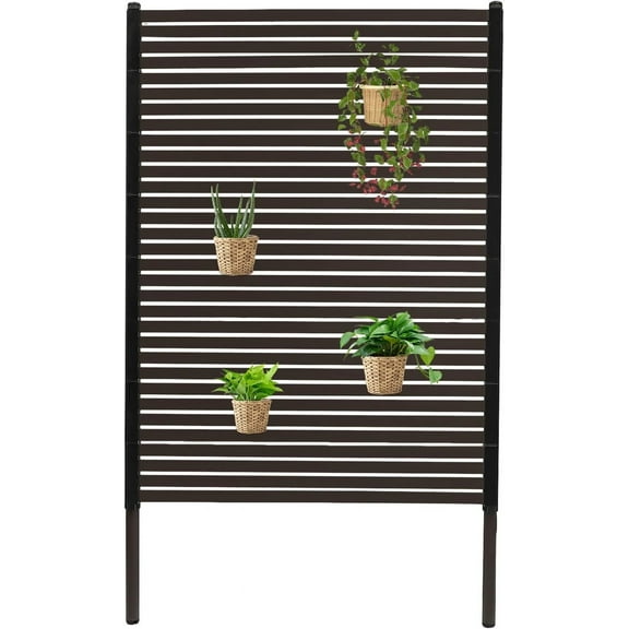 Metal Privacy Screen with Stand 3 ft W x 5 ft H,Outdoor Freestanding Privacy Screen and Panels for Outside Garden Backyard(36'' W x 59'' W)