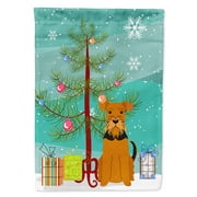 Carolines Treasures BB4166CHF Merry Christmas Tree Airedale Flag Canvas House Size , Large, multicolor