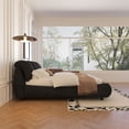 thumbnail image 5 of King Size Bed Frame, Luxury Upholstered Platform Bed With Comfy Padded Backrest, Oversize Platform Bed Frame With Solid Wood Frame, High Capacity, Suitable For Multiple Heights of Mattresses,Black, 5 of 6