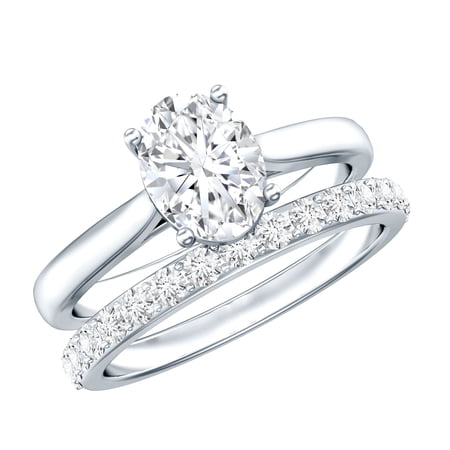 Rosec Jewels Certified Lab Grown Diamond Wedding Ring Set of 2 - EF-VS Quality - 1.2 Carat Solitaire Engagement Ring with Band 925 Sterling Silver US 6.00
