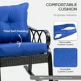 thumbnail image 4 of Outsunny Outdoor Wicker Rocking Chair with Padded Cushions, Aluminum Furniture Rattan Porch Rocker Chair w/ Armrest for Garden, Patio, and Backyard, Blue, 4 of 9