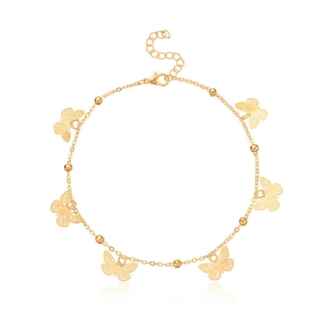 Sonducket Exquisitas pulseras de tobillo delicadas mariposas joyería estética tobilleras de mujer regalos de playa cadenas de pie para mujer oro Ropa, zapatos y accesorios Miscelánea Oro
