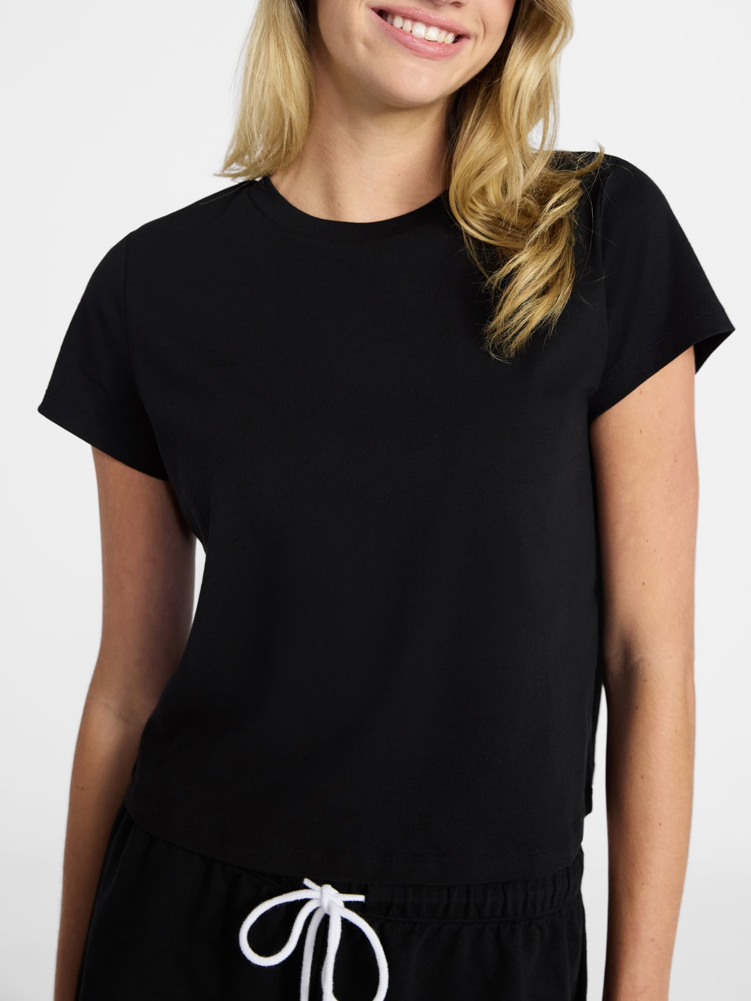 No Boundaries Cozy Sleep Tee and Shorts Set, 2-Piece, Women’s XXS-3X