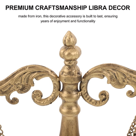 OULII Elegant Golden Iron Libra Balance Scale Decorative Ornament for Home and Office Décor, Stylish and