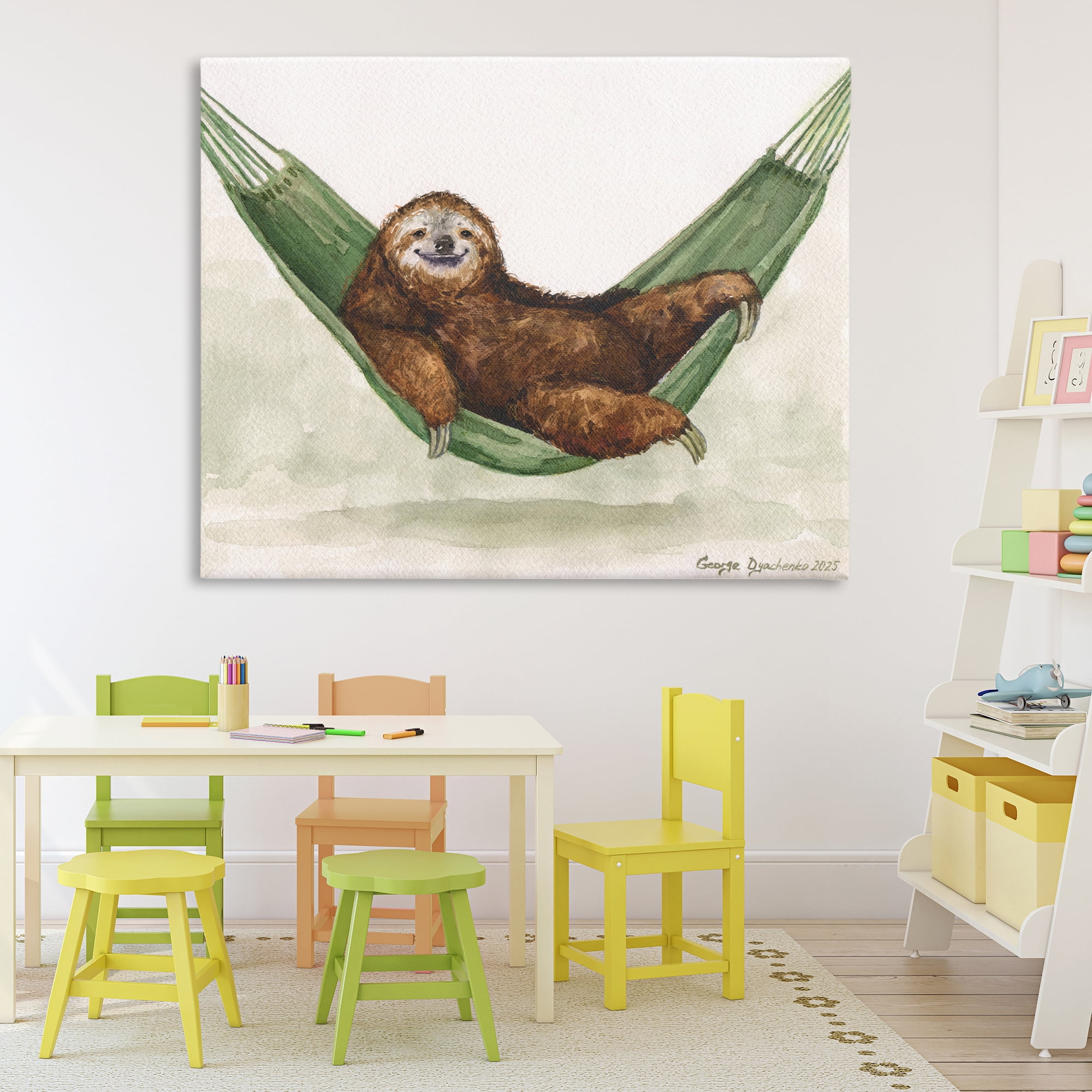 Stupell Industries Sloth On The Hammock Canvas Wall Art, design by George Dyachenko