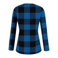 thumbnail image 5 of Stichou Fall Shirts for Women 2025 Henley Plaid Slim Fit Long Sleeve Basic Tops Casual Button T-Shirts Trendy Clothes Blue S, 5 of 5