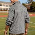 thumbnail image 6 of Polar Fleece Jacket Men Fall Winter Long Sleeve Loose Casual Stand Collar Zip Up Jackets with Pockets Fuzzy Coat Outerwear, 6 of 9