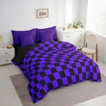 thumbnail image 3 of Castle Fairy Geometric Plaid 7-Piece Bedding Comforter Set,Abstract Buffalo King Bedding Sets,Black Purple Ultra Soft Bed Sheets,Super Cozy Grid Room Decor,Reversible, 3 of 8