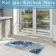 thumbnail image 5 of Tropical Leaves Kitchen Mats for Floor, Palm Leaf Grey White Blue Boho Kitchen Rugs Set of 2 Carpet Area Rug, Summer Abstract Leaves Modern Kitchen Decor and Accessories Stuff, 17x30 and 17x47 Inch, 5 of 7