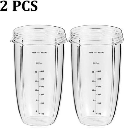 2 PCS Compatible with Nutri Ninja Auto-iQ Series Blenders 600W 900W,Blender Cups Replacement,plastic cup 32OZ blender juicer ice cutter accessories