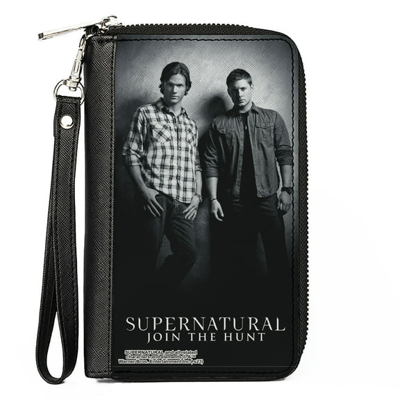 Supernatural Wallet, Zip Around, SUPERNATURAL Winchster Brothers Black/White, Vegan Leather