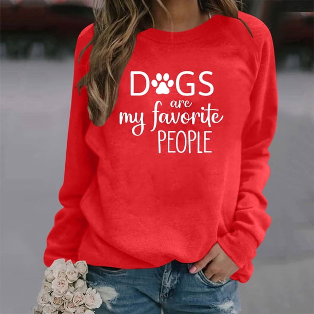 ICHUANYI Clearance Women's Printed T-shirt Long Sleeves Blouse Round Neck Casual Tops Sweatshirt(Red, S) ICHUANYI WER2023081506426