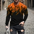 thumbnail image 2 of JINMGG Mens Tops under $5,Flame Print Round Neck Long Sleeve Men's Tshirt,Orange L, 2 of 4