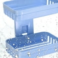 thumbnail image 4 of Unique Bargains 1 Pc Soap Dish Keep Soap Dry Soap Cleaning Storage Drill Free Soap Holder for Bathroom Blue Plastic, 4 of 8