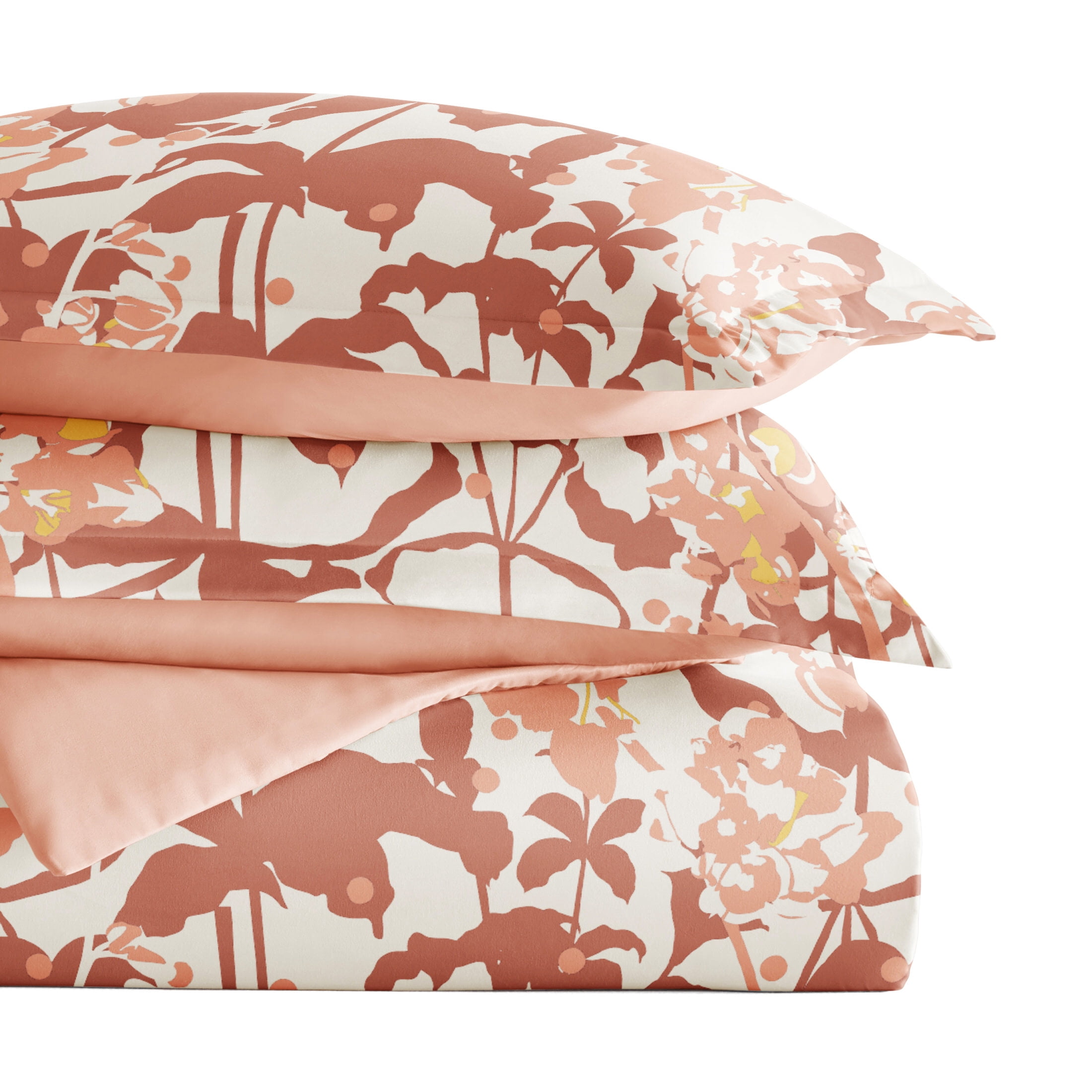 Noble Linens Clay Boho Flower Reversible 2-Piece Duvet Cover Set, Twin/Twin XL