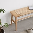 thumbnail image 3 of MAYEERTY Design Natural Oak Wood Dining Bench – Handwoven Cane Seat for Dining Room, Bedroom, or Bathroom (Oak), 3 of 9