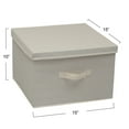 thumbnail image 2 of Household Essentials Square KD Storage Box With Lid, 15”x15”x10”, Breathable Canvas Sides With Sturdy Sides, Perfect for Closet or Storage Room Organization, Includes Handle for Easy Access, Natural, 2 of 7