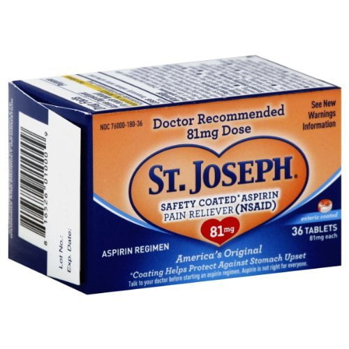 St. Joseph Safety Coated Aspirin Pain Reliever 81Mg Tablets 36 Ea