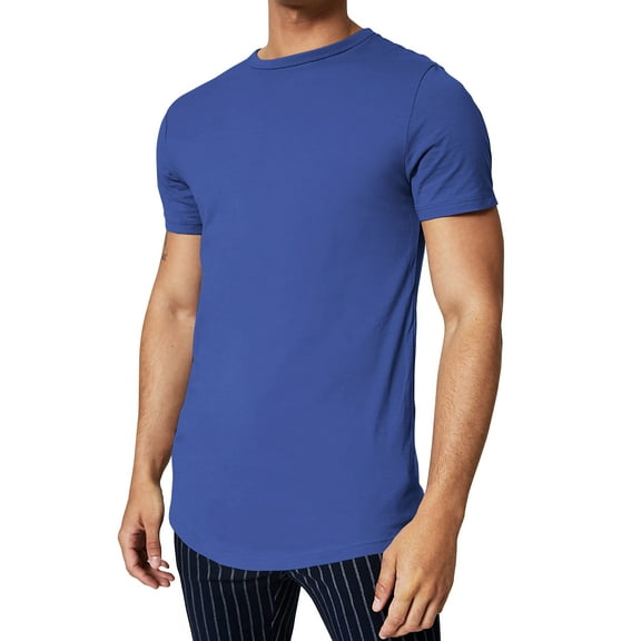 Hat and Beyond Men's Elongated Longline Hip Hop Casual T-Shirts Big and Tall
