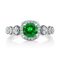 thumbnail image 3 of Gem Stone King 925 Sterling Silver Green Simulated Emerald Women Ring (1.26 Cttw, Round 6MM, Available in Size 5, 6, 7, 8, 9), 3 of 3