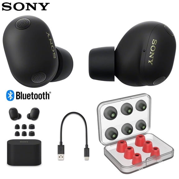 Sony WF-1000XM6 The Best Truly Wireless Noise Cancelling Earbuds (2026 Model), Bluetooth in-Ear Headphones Studio-Quality Sound Up to 24hr Battery, Black Bundle w/ Deco Essentials 6 Pairs Earbud Tips