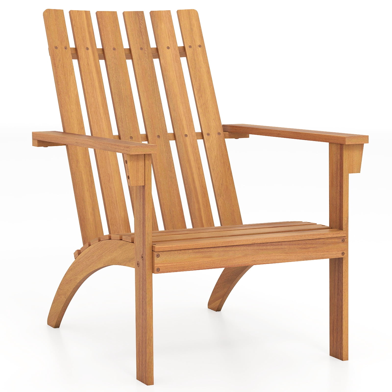 Costway Patio Acacia Wood Adirondack Chair Lounge Armchair sturdy Outdoor Garden Yard