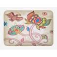 thumbnail image 1 of Floral Bath Mat, Ethnic Birds and Curved Flower Petals Shabby Style Artsy Style Image Artwork Print, Non-Slip Plush Mat Bathroom Kitchen Laundry Room Decor, 29.5 X 17.5 Inches, Multicolor, Ambesonne, 1 of 2