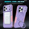 thumbnail image 5 of for iPhone 17 Pro Case with Camera Sliding Cover, [Compatible with MagSafe] with Magnetic Ring Kickstand, Military Grade Heavy Duty Protection Phone Case for iPhone 17 Pro, Purple, 5 of 5