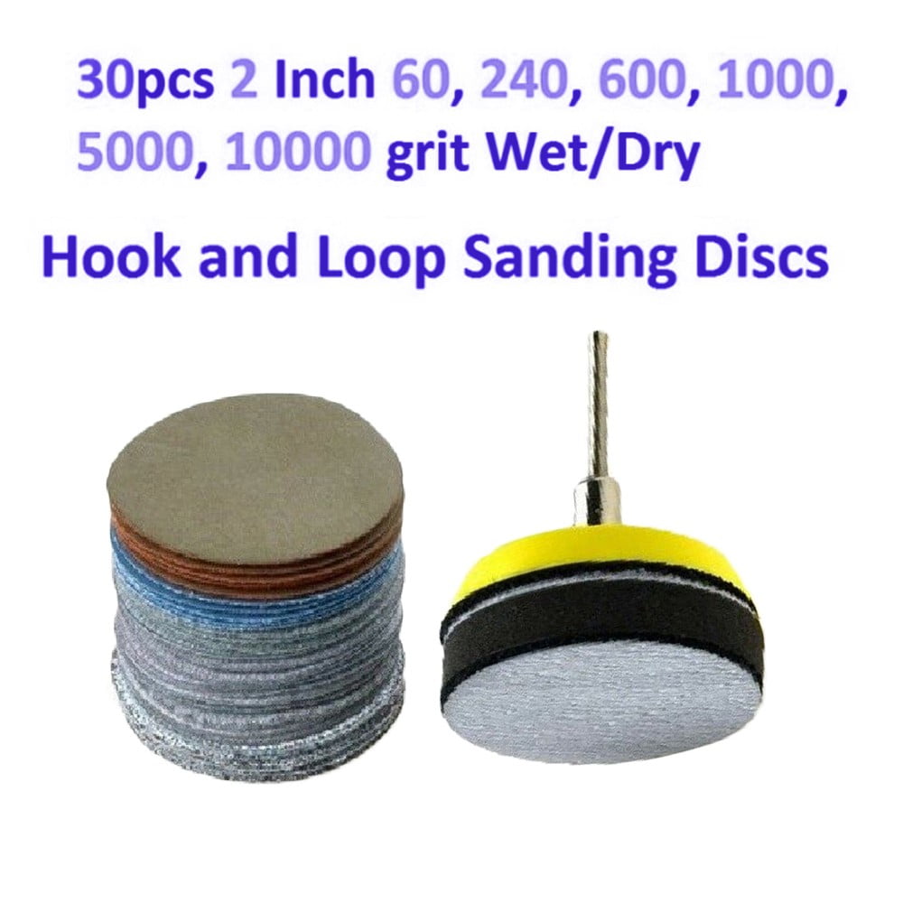 30pcs/set 60-10000 Grit Wet/Dry Sandpaper Disc Hook And Loop Sanding Pads 3in 