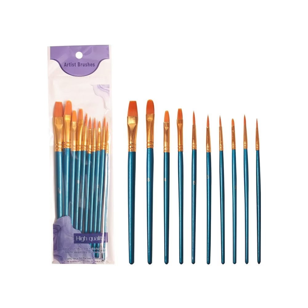 SHARE SUNSHINE Brush Set of 10 Acrylic Brushes for Watercolor/Oil Painting/Face/Slate Stone(Blue