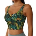 thumbnail image 2 of Hirioo Jungle Leopard Yellow for Women's Sports Vest with Full-Print Design, Stretchy Fabric and Removable Pads-Medium, 2 of 8