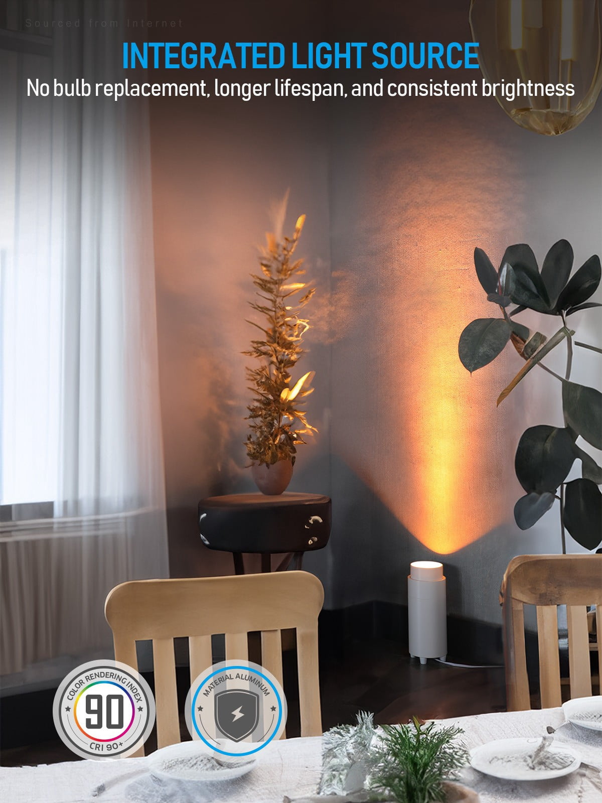 2 Pack Uplighting Indoor Floor Can Light, Indoor Spotlight, Aluminum Spot Light for Tall Trees, Pictures, Galleries, Zoomable, CRI 90+, White